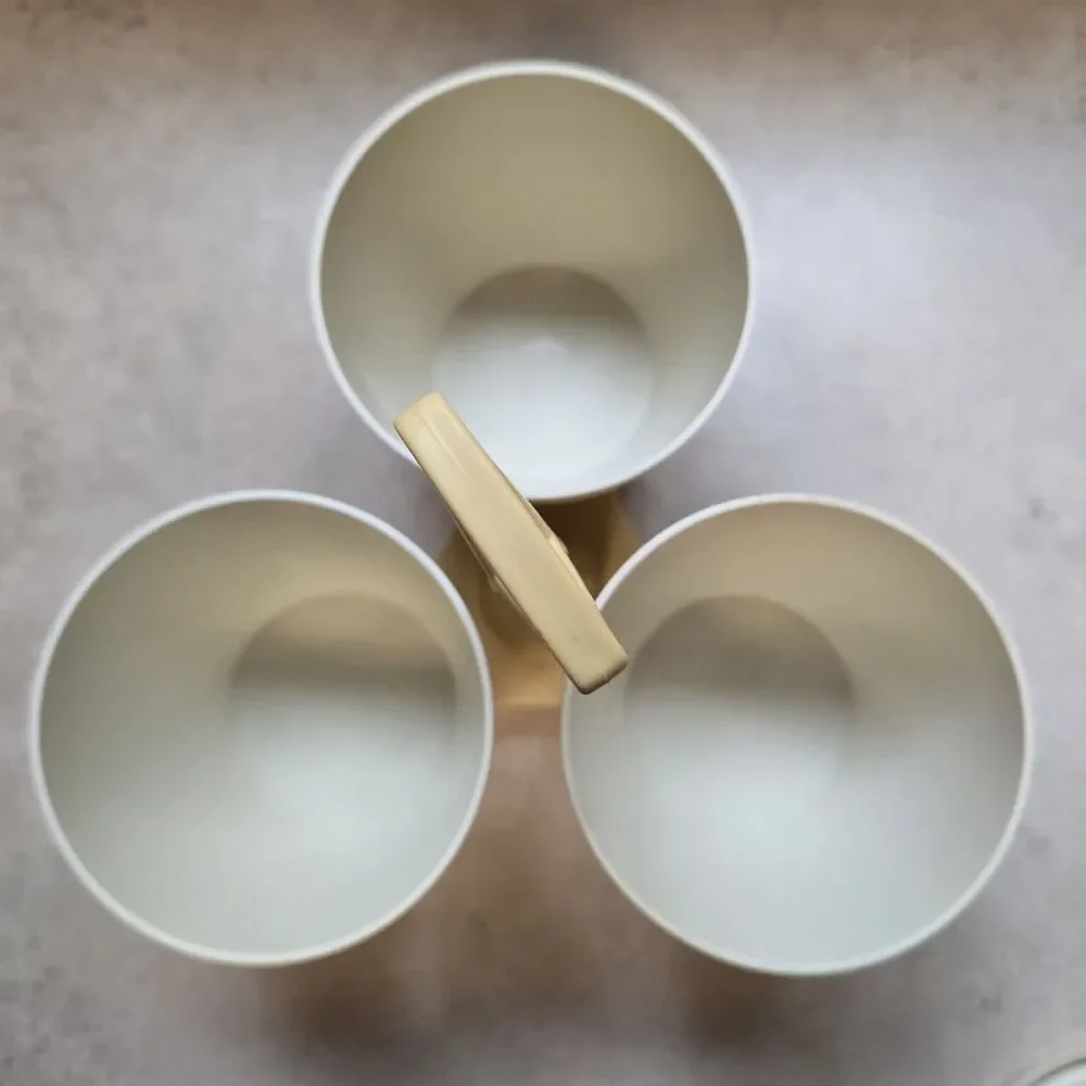 VTG Tupperware Condiment Relish Caddy Set Yellow Base with Cups and Lids